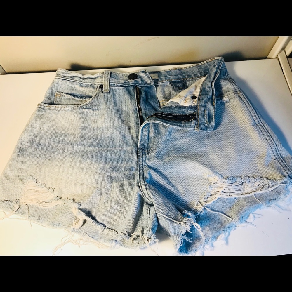 Abercrombie High Waisted Light Wash Shorts